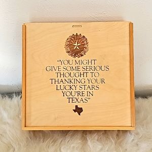 Solid wood Made in Texas slide open box 11-in x 11-in x 3-in Lucky Stars